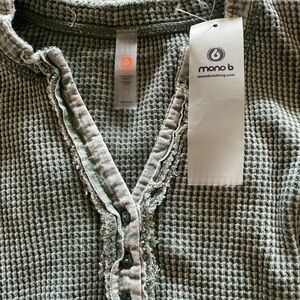 Mono B Green Waffle Knit Top